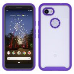 Wholesale Google Pixel 3A XL Clear Transparent Dual Defense Hybrid Armor Case (Purple)